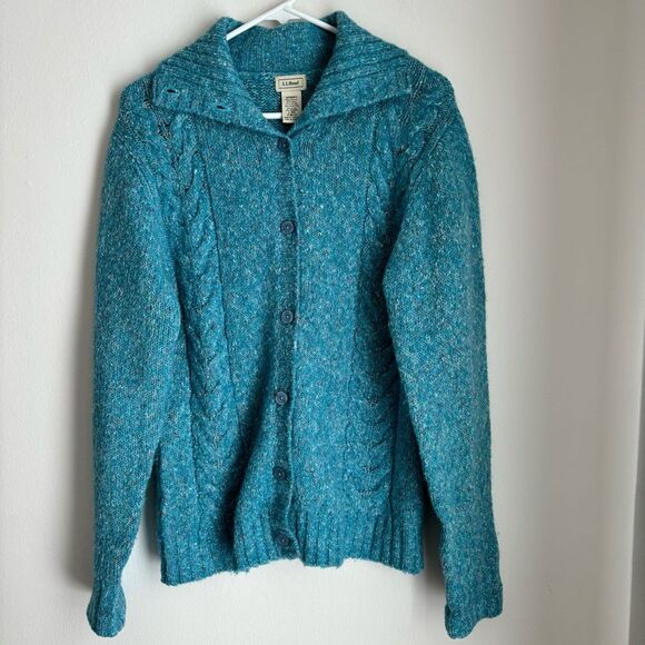 L.L. Bean Women’s cable knit wool blend speckled knit sweater size large - EUC! - Picture 1 of 8